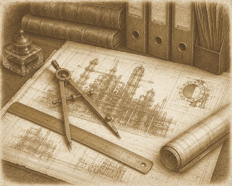Циркуль, линейка и инженерный чертёж